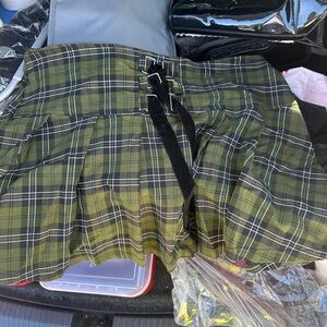 Killstar Dark Plaid Skirt with Buckle